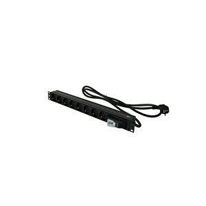 1u 19" 8xalman Alümi̇nyum On-off Switch Fransiz Fi̇ş 1,5m Pdu