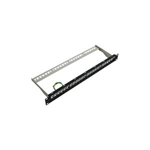 Bakır Rj45 Ftp Patch Panel 24 Port 1u 19'' Siyah Zırhlı Ral 9005 2 Yıl Üretici Garantili
