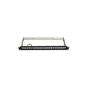 Bakır Rj45 Ftp Patch Panel 24 Port 1u 19'' Siyah Zırhlı Ral 9005 2 Yıl Üretici Garantili