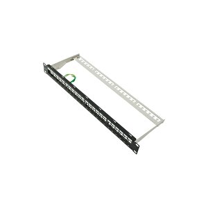 Bakır Rj45 Ftp Patch Panel 24 Port 1u 19'' Siyah Zırhlı Ral 9005 2 Yıl Üretici Garantili