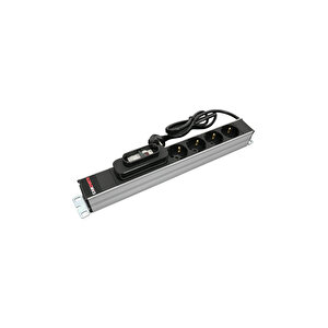 Alman Tipi Schuko Soketli 1u 4'lü Pdu 16a Devre Kesicili
