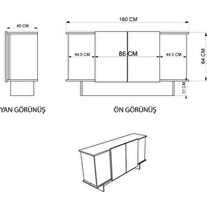 Alonex Home Di̇ana 180 Cm Konsol , Cevi̇z- Antrasi̇t Konsol