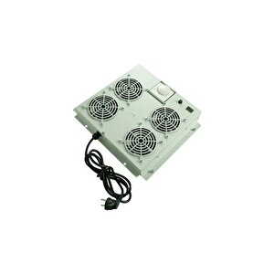 Canovate 4'lü Rack Kabinet Fan Modülü Termostatlı Ral 7035 Gri 2 Yıl Üretici Garantili