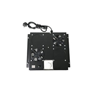 Canovate 2'li Rack Kabinet Fan Modülü Termostatlı Ral 9005 Siyah 2 Yıl Üretici Garantili
