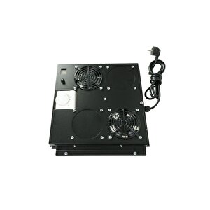 Canovate 2'li Rack Kabinet Fan Modülü Termostatlı Ral 9005 Siyah 2 Yıl Üretici Garantili