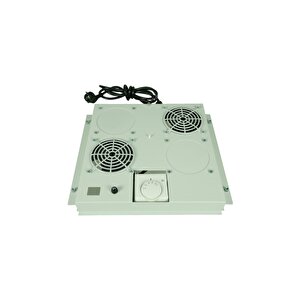 2'li Rack Kabinet Fan Modülü Termostatlı Ral 7035 Gri 2 Yıl Üretici Garantili