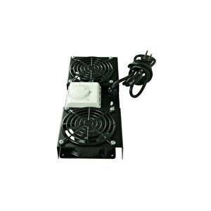2li Rack Kabin Fan Modülü Termostatlı Duvar Tipi Siyah 2 Yıl Üretici Garantili