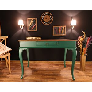 Wooding 100 Cm Çekmeceli Masif Yeşil Naturel Çalışma Masası