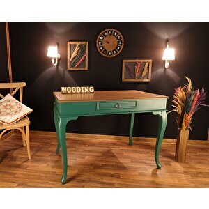 Wooding 100 Cm Çekmeceli Masif Yeşil Naturel Çalışma Masası