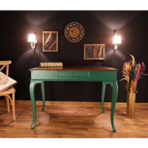 Wooding 100 Cm Çekmeceli Masif Yeşil Ceviz Çalışma Masası