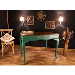 Wooding 100 Cm Çekmeceli Masif Yeşil Ceviz Çalışma Masası