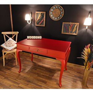 Wooding 100 Cm Çekmeceli Masif Lake Kırmızı Çalışma Masası