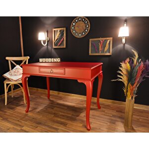 Wooding 100 Cm Çekmeceli Masif Lake Kırmızı Çalışma Masası