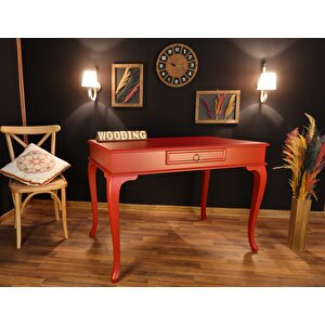 Wooding 100 Cm Çekmeceli Masif Lake Kırmızı Çalışma Masası