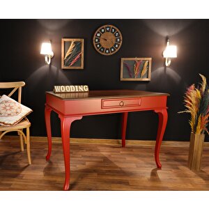 Wooding 100 Cm Çekmeceli Masif Kırmızı Ceviz Çalışma Masası
