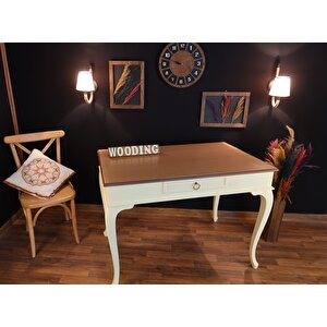 Wooding 100 Cm Çekmeceli Masif Krem Naturel Çalışma Masası