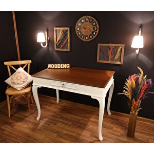 Wooding 100 Cm Çekmeceli Masif Beyaz Ceviz Çalışma Masası