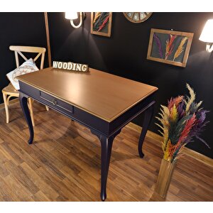 Wooding 100 Cm Çekmeceli Masif Lacivert Naturel Çalışma Masası