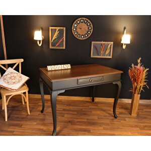 Wooding 100 Cm Çekmeceli Masif Siyah Ceviz Çalışma Masası
