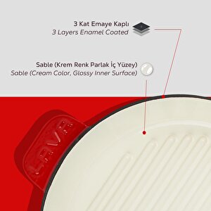 Lava Döküm Yuvarlak Izgara Tavası Döküm Demir Yekpare Saplı Edition Serisi Çap(ø)28cm.