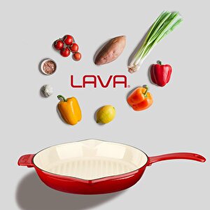 Lava Döküm Yuvarlak Izgara Tavası Döküm Demir Yekpare Saplı Edition Serisi Çap(ø)28cm.