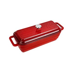 Döküm Ekmek Tenceresi / Terrine Serisi. Ölçü 11x31cm. Kırmızı