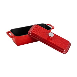 Döküm Ekmek Tenceresi / Terrine Serisi. Ölçü 11x31cm. Kırmızı