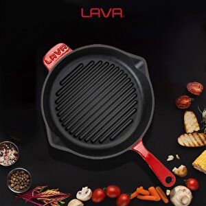 Lava Döküm Yuvarlak Izgara Tava Döküm Demir Yekpare Saplı Çap(ø)28cm.