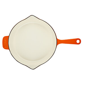 Döküm Yuvarlak Kızartma Tavası Döküm Demir Yekpare Saplı Edition Serisi Çap(ø)28cm. Turuncu