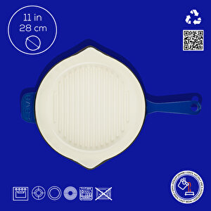 Lava Döküm Yuvarlak Izgara Tavası Döküm Demir Yekpare Saplı Edition Serisi Çap(ø)28cm.
