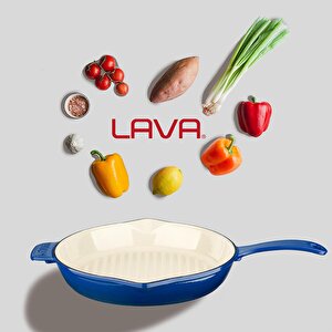 Lava Döküm Yuvarlak Izgara Tavası Döküm Demir Yekpare Saplı Edition Serisi Çap(ø)28cm.