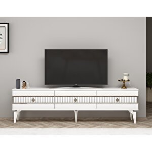 Nova Tv Sehpasi (alt Modül) Ve Konsol 2'li̇ Salon Takimi Beyaz-Gümüş