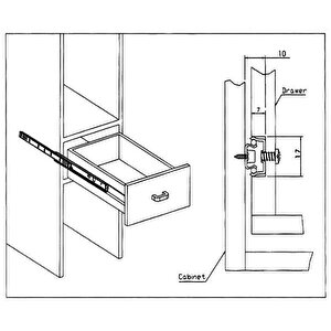 Bilyeli Çekmece Rayı 17mm 406mm
