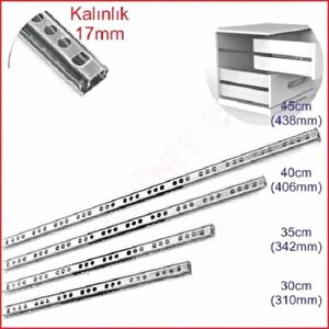 Bilyeli Çekmece Rayı 17mm 310mm