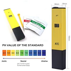 Dijital Ph Metre Ölçüm Akvaryum Su Sıvı Alkali Ölçme Cihazı Ph Ölçer Pil Ve İki Adet Çözelti Dahil