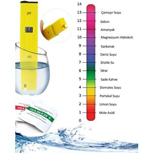 Dijital Ph Metre Ölçüm Akvaryum Su Sıvı Alkali Ölçme Cihazı Ph Ölçer Pil Ve İki Adet Çözelti Dahil