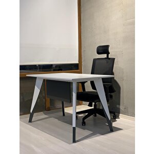 Royal Çalışma Masası - Beyaz - Antrasit - 140 Cm