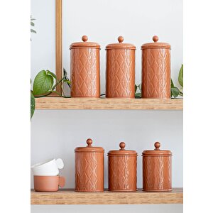 Prizma Çay Şeker Kahve Kavanozu Terracota 1 Lt