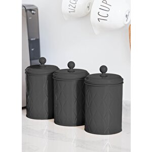 Prizma Çay Şeker Kahve Kavanozu Siyah 1 Lt