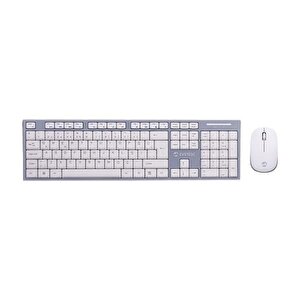 Km-6063 Beyaz/gri Kablosuz Q Multimedia Klavye + Mouse Set
