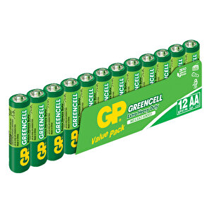 Gp Batteries 15g Greencell R6p/1215/aa Kalem Pil, 1.5 Volt, 12'li Paket