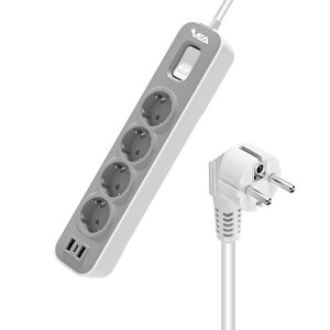 Vea Ve-nova104u A Class 4'lü 2 Usb'li Anahtarlı 1.5 Metre Grup Priz