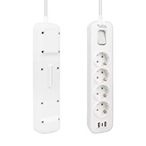 Vea Ve-nova104u A Class 4'lü 2 Usb'li Anahtarlı 1.5 Metre Grup Priz