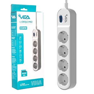 Vea Ve-vega104 A Class 4'lü Anahtarlı 1.5 Metre Akım Korumalı Priz