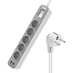 Vea Ve-nova105u A Class 5'li 2 Usb'li Anahtarlı 1.5 Metre Akım Korumalı Priz
