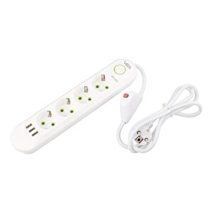 Vea Va-21560 4'lü 3 Usb'li 1.5 Metre Akım Korumalı Priz Beyaz