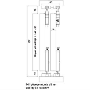 Sürgülü Kapak Frenli Mekanizme Sistemi 240 Cm Göre