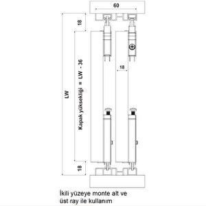 Sürgülü Kapak Frenli Mekanizme Sistemi 180 Cm Göre