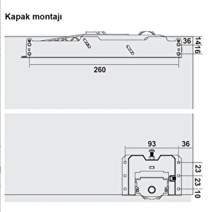 Sürgülü Kapak Frenli Mekanizme Sistemi 140 Cm Göre