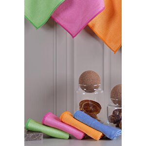 Clean | Microfiber 40x40 Cm 4'lü Baklava Desen Cam Temizlik Bezi